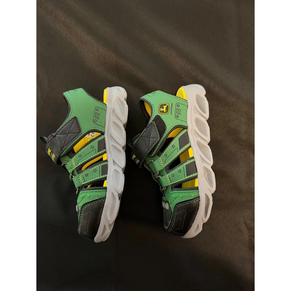 Skechers John Deere Boys Light Up Sandals Green Black 407070L Size 11